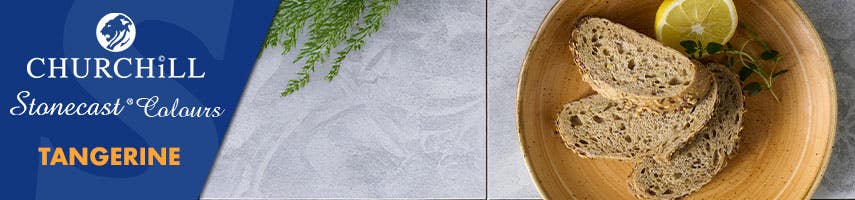 A white plate with a soft blue concentric pattern that subtly fades to white and a raided walled with a tinted rim. Shown from the top down and side