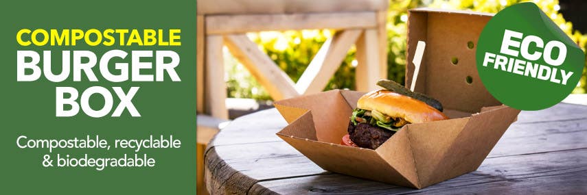 Compostable Corrugated Cardboard Premium Burger Box 