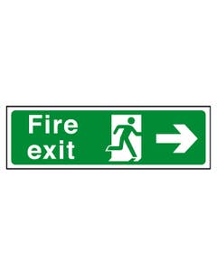 Green Fire Exit Arrow Right Flexible Plastic Sign 150x450mm- Small