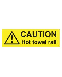 Yellow Caution Hot Towel Rail Stickers 35x100mm- Small