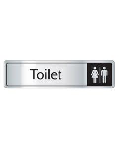 Toilet Door Sign Silver/Black 43x178mm- Small