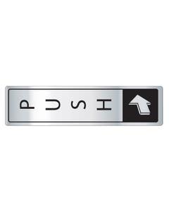 Vertical Push Door Sign Silver/Black 43x178mm- Small