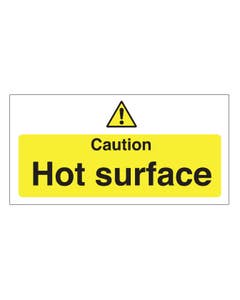 Yellow Caution Hot Surface Sticker 100x200mm- Small