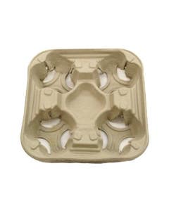Four Cup Moulded Fibreboard Cup Carry Tray