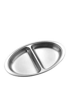 Stainless Steel Oval 2 Division Vegetable Dish 12" / 30cm- Small