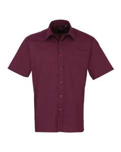Mens Aubergine Short Sleeved Poplin Shirt 15.5" Collar- Small