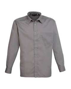 Mens Dark Grey Long Sleeved Poplin Shirt 16" Collar- Small
