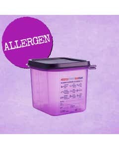 Araven Purple Allergen Gastronorm Container with Airtight Lid 1/6 150mm (2.6Ltr)- Small