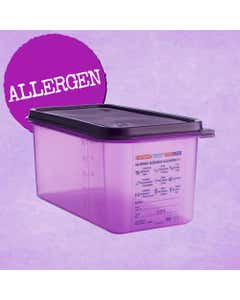 Araven Purple Allergen Gastronorm Container with Airtight Lid 1/4 150mm (4.3Ltr)- Small