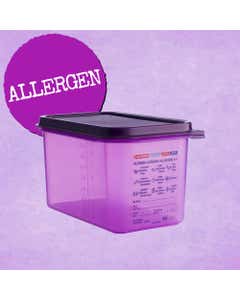 Araven Purple Allergen Gastronorm Container with Airtight Lid 1/2 150mm (10Ltr)- Small