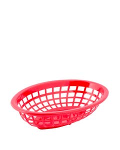 Red Oval Side Order Plastic Food Basket 20x14x5cm