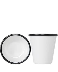 Athens White Melamine Pot with Black Rim 3.5x3.5" / 9.2x9cm, 10.2oz / 29cl