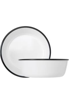 Athens White Melamine Bowl with Black Rim 9x3" / 22.5x7.5cm 60oz / 1.8ltr