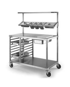 Stainless Steel Chefs Preparation Bench With Castors