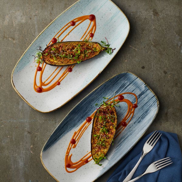 Churchill Stonecast Accents Blueberry Chefs Oblong Plate 14x7.25 35.5x19cm