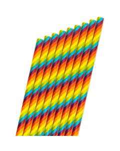 Rainbow Stripe Paper Sip Straw 6mm Bore 5.5" / 14cm