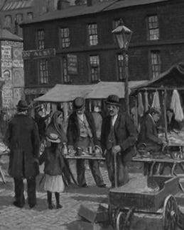 1860 - Stephensons Stall at Salford Flat Iron Markets