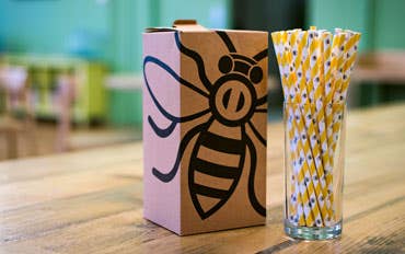 The Manchester Bee Paper Straw is exclusively available from Stephensons