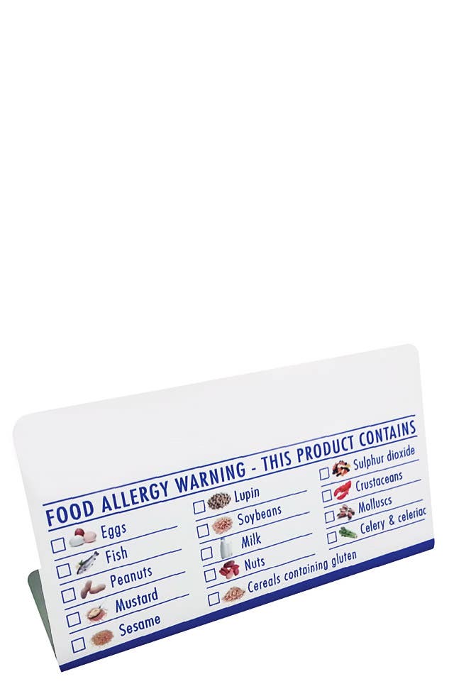 Tick Box Table Tent Allergen Notice