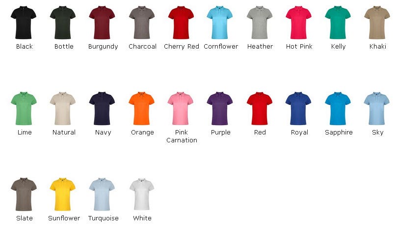 Womens Catering Hospitality Polo Shirt Colours