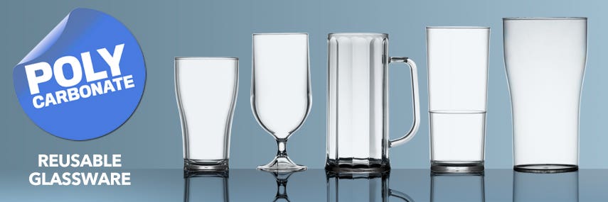 Polycarbonate Reusable Glassware from Stephensons Catering Suppliers